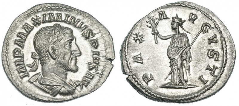 MAXIMINO I. Denario. Roma (235-238). R/ Pax a izq. con rama y cetro; PAX AVGVSTI...