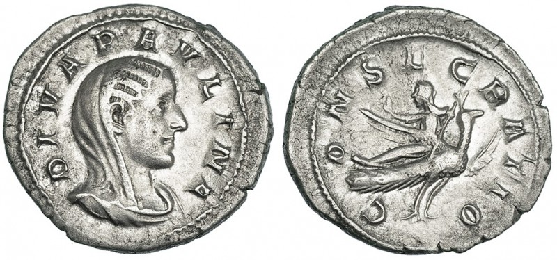 PAULINA, (Esposa de Maximino I). Denario. Roma (236). A/ DIVA PAVLINA. R/ La emp...