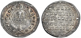 JUAN I. Miliaresion. Constantinopla. R/ Ley. en cinco líneas, encima y debajo cruz de puntos. SBB-1792. MBC+.