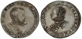 Jetón. 1573. Utrecht. Felipe II y Ana de Austria. Dugn.-2595. EBC-