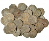 Lote 61 monedas de 16 maravedís (1662-1664): Burgos (2), Coruña (4), Córdoba (7), Cuenca (2), Granada (8), Madrid (10), Segovia (10), Sevilla (12) Tru...