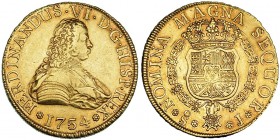 8 escudos. 1754. Santiago. J. VI-635. MBC. Escasa.