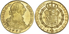 4 escudos. 1775. Madrid. PJ. VI-1460. B.O. EBC+. Muy escasa en esta conservación.