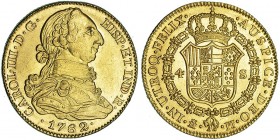 4 escudos. 1782. Madrid. PJ. VI-1466. Rayita en rev. B.O. EBC+/SC. Muy escasa en esta conservación.