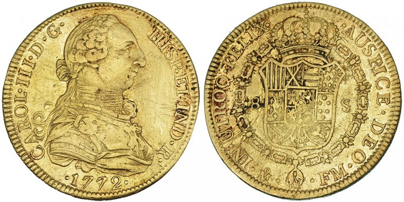 8 escudos. 1772. México. FM. VI-1648. Gratada. MBC-.