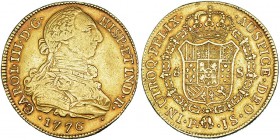 8 escudos. 1776. Popayán. JS. VI-1714. MBC-/MBC. Rara.