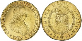 8 escudos. 1762. Santiago. J. VI-1742. Leves vanos. R.B.O. MBC/MBC+. Muy escasa.