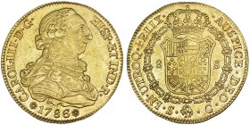 8 escudos. 1786. Sevilla. C. VI-1781. R.B.O. MBC+/EBC-. Escasa.