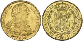 8 escudos. 1788. Sevilla. C. VI-1783. R.B.O. Hojitas en rev. MBC+/EBC-.