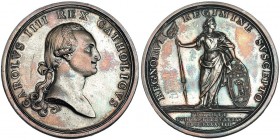 Medalla Proclamación. 1789. Madrid. AR. 38 mm. Grabador: Sepúlveda. H-63. MPN-151. Raya en anv. Pátina gris. EBC.