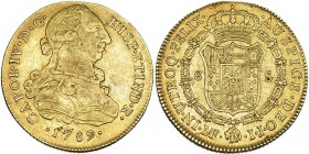 8 escudos. 1789. Lima. IJ. VI-1295. MBC-/MBC.