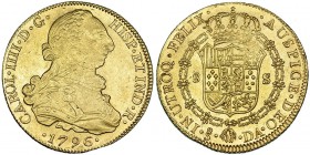 8 escudos. 1796. Santiago. DA. VI-1420. Rayitas de ajuste. B.O. EBC-/EBC.