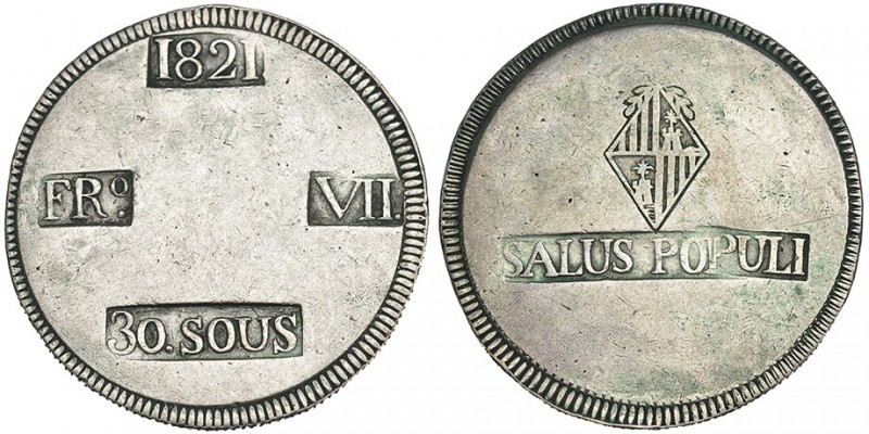 30 sous. 1821. Palma de Mallorca. VI-1110. MBC.