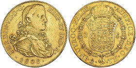 8 escudos. 1808. México. TH. VI 1481. Finas rayitas. MBC.