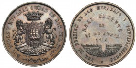 Medalla. Derribo de las murallas de San Sebastián. 1864. AE 47 mm. Grabador: Stern. MPN-No. Golpecito en canto. EBC.