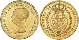 Doblón de 100 reales. 1850. Madrid. CL. VI-626. R.B.O. EBC/EBC+.