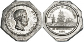 Medalla de distinción a la escuadra del Mediterráneo. 1870. Grabador: Sellán. Metal blanco 38 x 40 mm. Sin recortar. Guerra-740. EBC/SC.