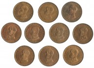 Lote 10 piezas de 1 céntimo 1911*1 Madrid. PCV. EBC+/SC.