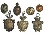 Lote 7 condecoraciones, 4 en plata: Magisterio, Secretarios de la Administración 1924, Ayuntamiento de Lucena 1882, Campaña de Marruecos, Diputación 1...