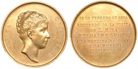 Medalla Visita de María Cristina a la Casa de la Moneda. Grabador: Maura. AE 50 mm. En estuche original. MPN-1012. SC.