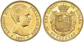 20 pesetas. 1890 *18-90. Madrid. MPM. VII-195. EBC+.