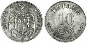 10 céntimos. III Año Triunfal. Burgos. Cinc. VII-275. EBC-. Rara.