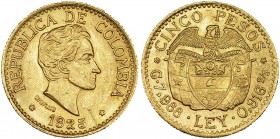 COLOMBIA. 5 pesos. 1925. Medellín. Ley. MFDFLLIN. KM-204. SC.