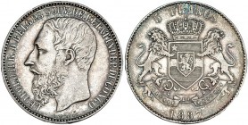 CONGO BELGA. 5 francos. 1887. KM-8.1. MBC+.