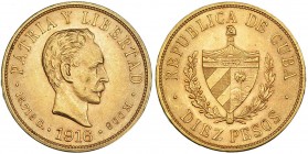CUBA. 10 pesos. 1916. KM-20. EBC+/SC.