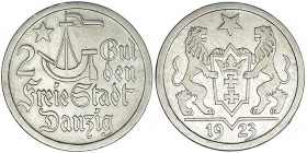 DANZIG, CIUDAD LIBRE. 2 Gulden. 1923. KM-146 MBC+.