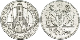 DANZIG, CIUDAD LIBRE. 5 Gulden. 1923. KM-147. Golpecitos en canto. MBC.
