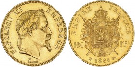 FRANCIA. 100 francos. 1866 BB. KM-802.2. EBC+.