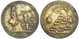 GRAN BRETAÑA. Medalla Vernon. 1739. Toma de Portobello, Lezo arrodillado. AE 38 mm. MBC-.