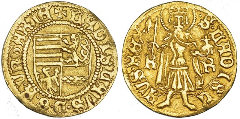 HUNGRÍA. Ladislao V (1453-1457). Gulden de oro. A/ + LADISLAVS. D. G. R. VnGARIE...