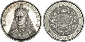 MADAGASCAR. Ranavalona Manjaka III. Dólar. 1895. Prueba en plata por Reginald Huth. KM-XM 3. Golpecito en canto y pequeñas marcas. Prueba. Rara: tirad...
