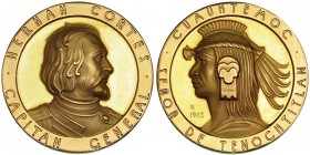 MÉXICO. Medalla. 1963. Hernán Cortés/ Cuahtemoc. AU 40 mm. 42,43 g. SC.