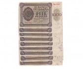 BANCO DE ESPAÑA. Lote 9 billetes de 1000 pesetas 11-1936. Serie A (1), B (7), C (1). Calidad media. MBC.