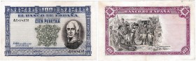 BANCO DE ESPAÑA. 100 pesetas Burgos 18 de julio de 1937. II Año Triunfal. Con doble numeración en negro. A. 8494038. ED-NE48, FILABO NE 23. Florián Ru...