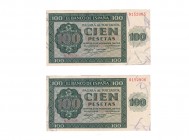 BANCO DE ESPAÑA. 100 pesetas 11-1936. Pareja correlativa. Serie O. ED-D22a. Esquinas dañadas. SC.