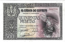BANCO DE ESPAÑA. 500 pesetas 10-1940. Sin serie. ED-D45. EBC. Escaso en esta conservación.