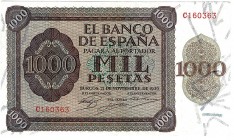BANCO DE ESPAÑA. 1000 pesetas 11-1936. Serie C. ED-D24a. Con apresto. EBC. Muy escaso.