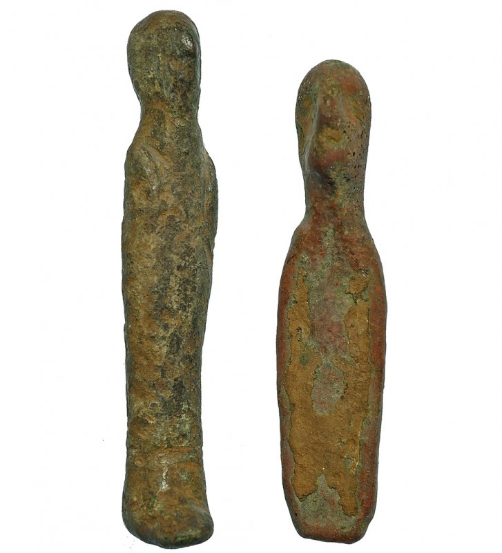 CULTURA IBÉRICA. Lote de dos exvotos. Siglo II a.C. Bronce. Alturas 6,5 cm y 6,0...