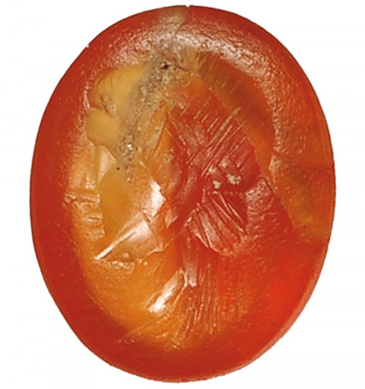 ROMA. Entalle. Siglo III d.C. Con representación de una cabeza masculina. Cornal...
