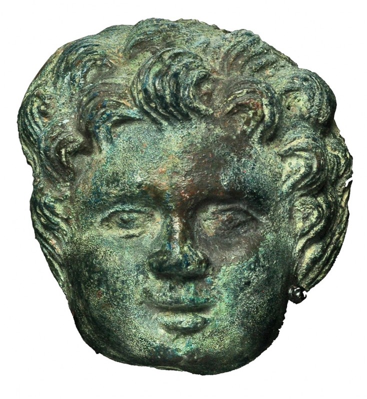ROMA. Aplique de cabeza. Siglo II-III d.C. Cabeza de putto. Bronce. Altura 4,7 c...