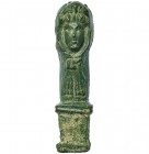 ROMA. Mango de cuchillo. Siglo III d.C. Representación de Hércules con tocado de piel de león. Bronce. Altura 5,5 cm.