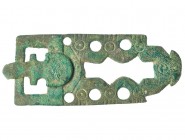 REINO VISIGODO. Hebilla. Siglo VII d.C. Bronce. Longitud 10,0 cm.