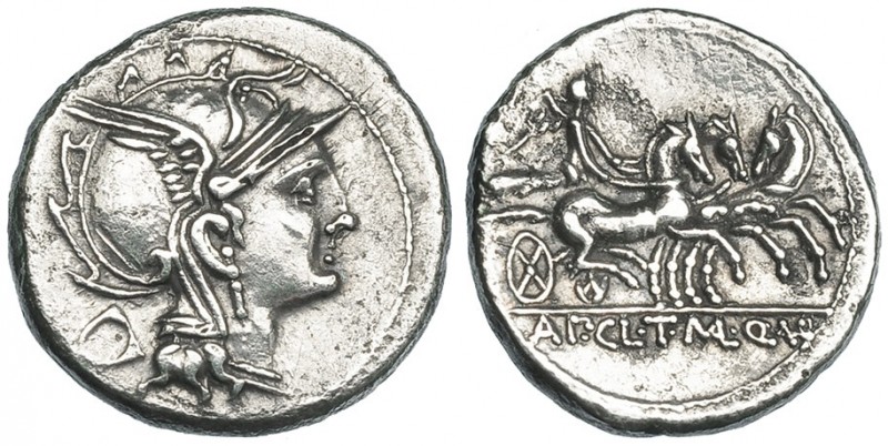 CLAUDIA. Denario. Roma (110-109 a.C.). R/ Victoria en triga a der., en el exergo...