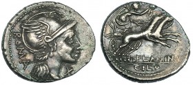 FLAMINIA. Denario. Norte de Italia (109-108 a.C.). R/ Victoria con corona en biga a der.; ley.:L. FLAMINI; en el exergo: CILO. FFC-708. SB-1. MBC+/MBC...