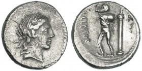 MARCIA. Denario. Roma (88 a.C.). A/ Cabeza de Apolo a der. FFC-888. SB-24. MBC.