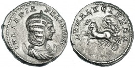 JULIA DOMNA, (Esposa de Septimio Severo). Antoniniano. Roma (215-217). R/ Luna en biga a izq.; LVNA LVCIFERA. RIC-379a. Ligeramente gratada, MBC+.